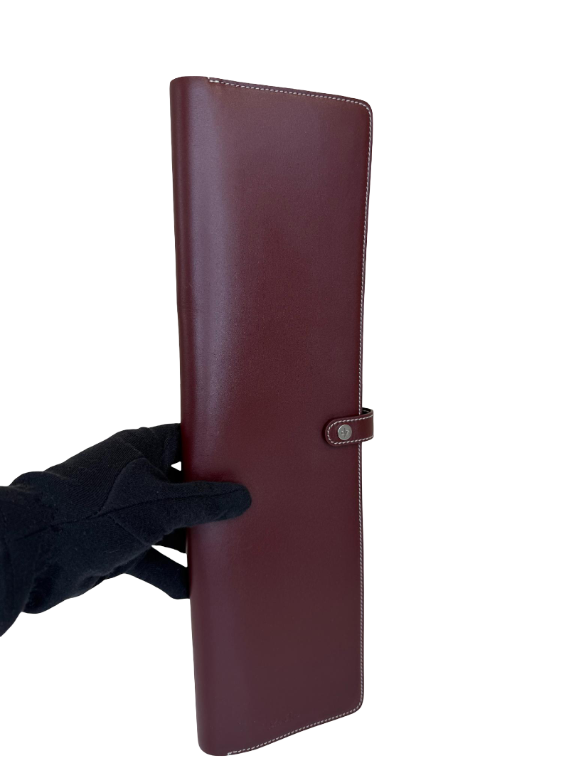 Loro Piana Guardaroba Tie Holder Calfskin Oxblood/Antique Silver