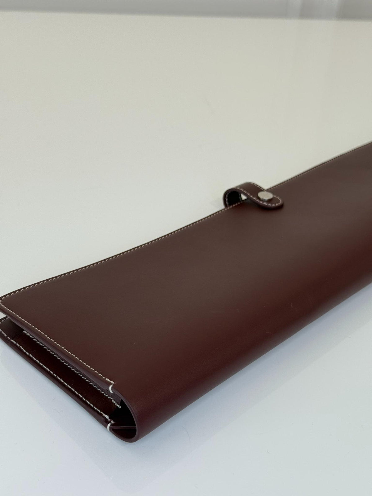 Loro Piana Guardaroba Tie Holder Calfskin Oxblood/Antique Silver