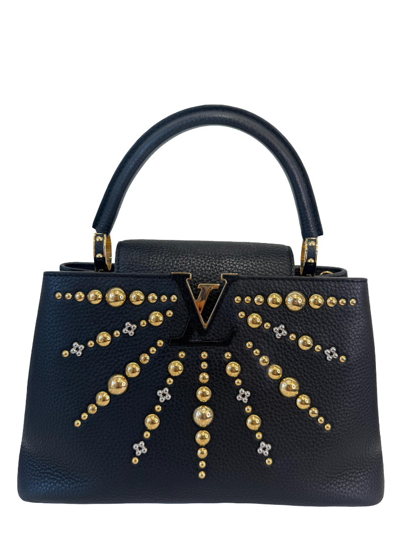 Louis Vuitton Limited Edition Studded Sol Capucines PM Black Taulliron