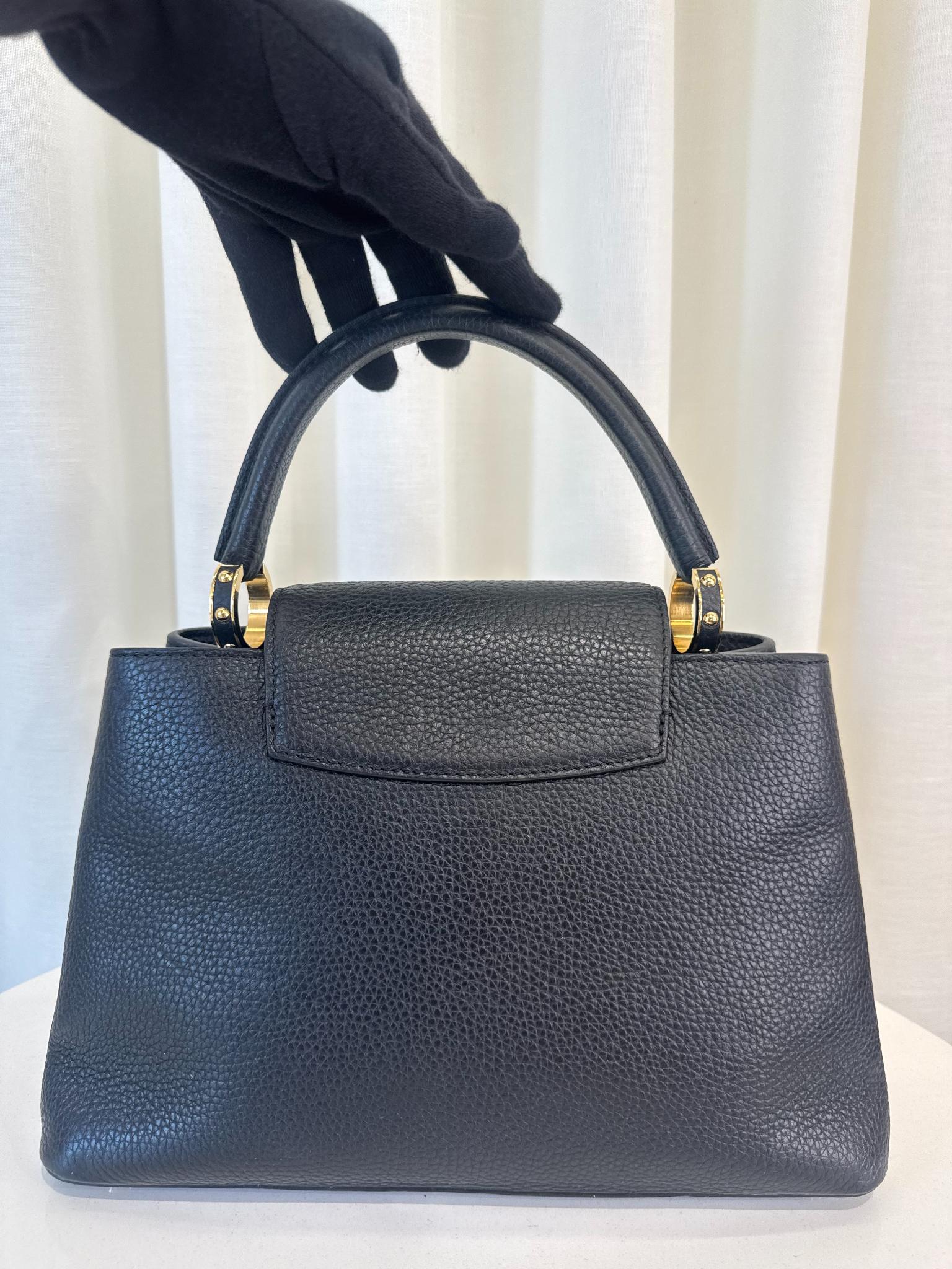 Louis Vuitton Limited Edition Studded Sol Capucines PM Black Taulliron