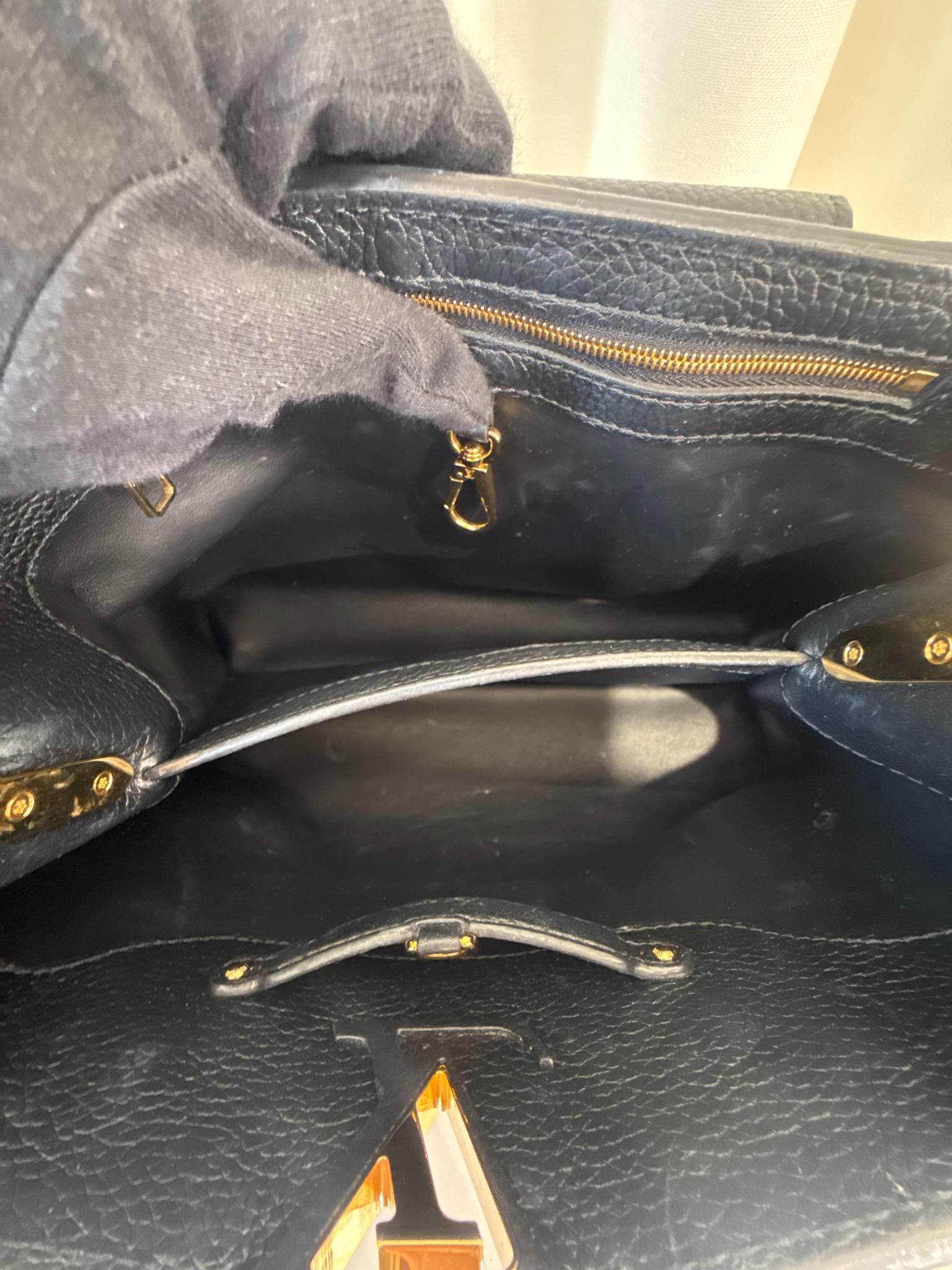 Louis Vuitton Limited Edition Studded Sol Capucines PM Black Taulliron