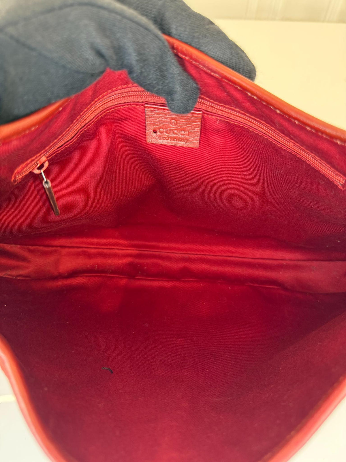 Gucci Vintage Red GG Canvas and Leather Jackie Hobo