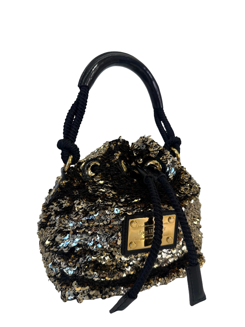 Louis Vuitton Limited Edition Gold Sequin Mini Noe Rococo Bag