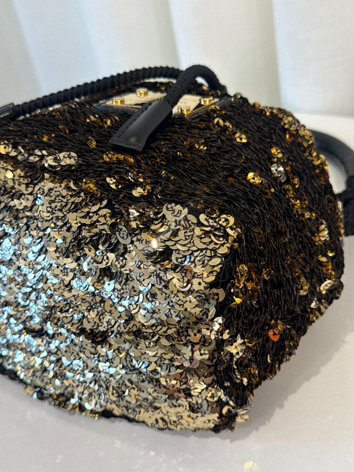 Louis Vuitton Limited Edition Gold Sequin Mini Noe Rococo Bag