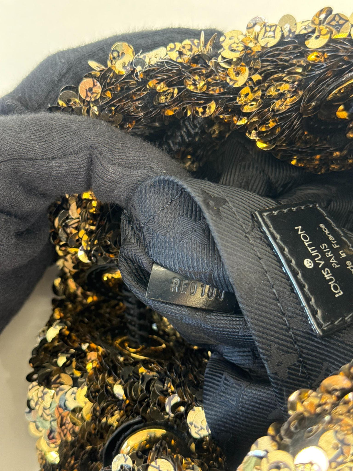 Louis Vuitton Limited Edition Gold Sequin Mini Noe Rococo Bag