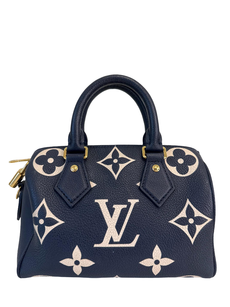 Louis Vuitton Speedy Bandoulière 20 Navy Blue/Beige Monogram Empreinte