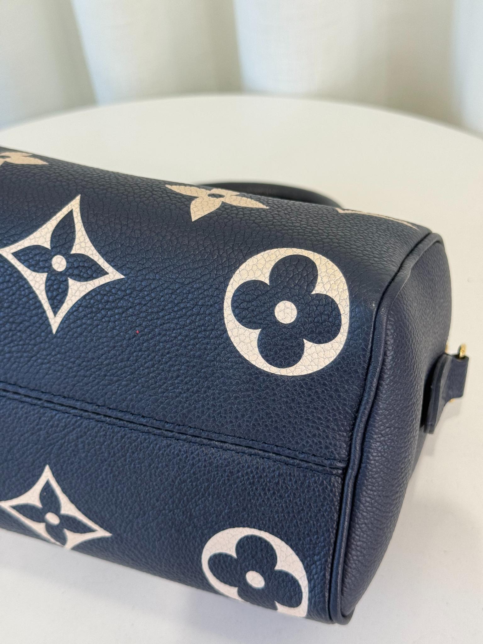 Louis Vuitton Speedy Bandoulière 20 Navy Blue/Beige Monogram Empreinte