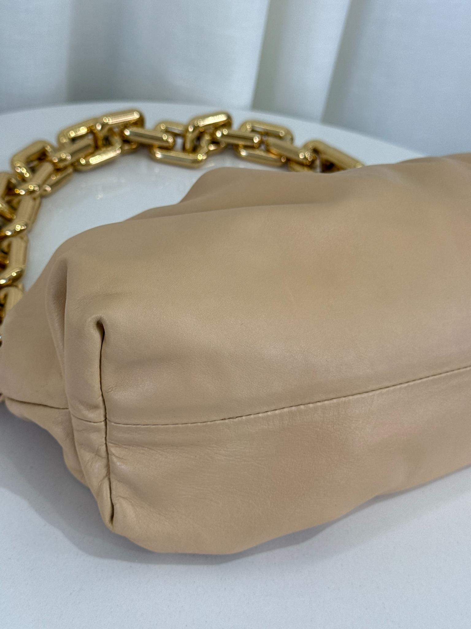 Bottega Veneta Beige Leather Teen The Chain Pouch