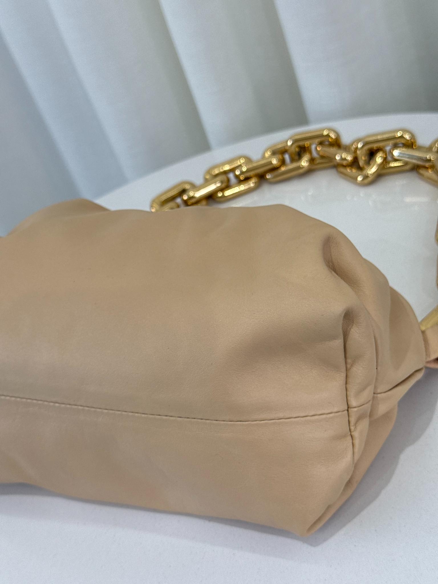 Bottega Veneta Beige Leather Teen The Chain Pouch
