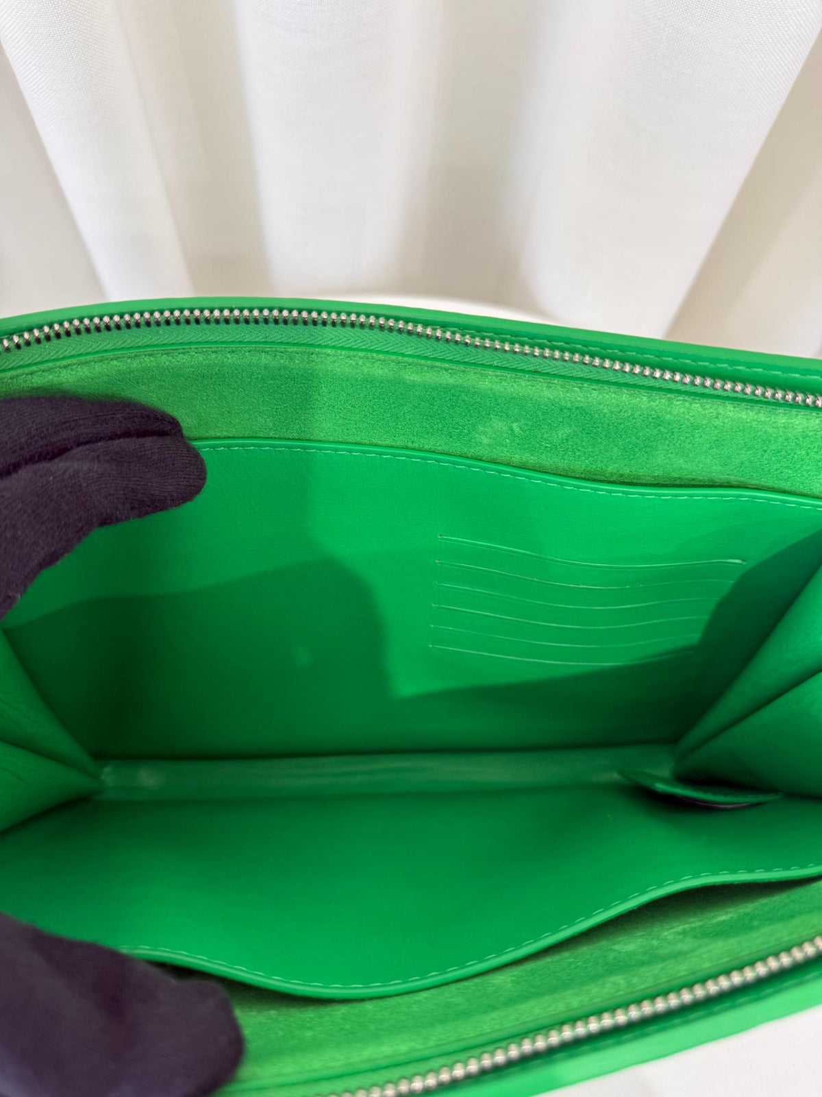 Bottega Veneta Parakeet Green Intrecciato-Weave Clutch