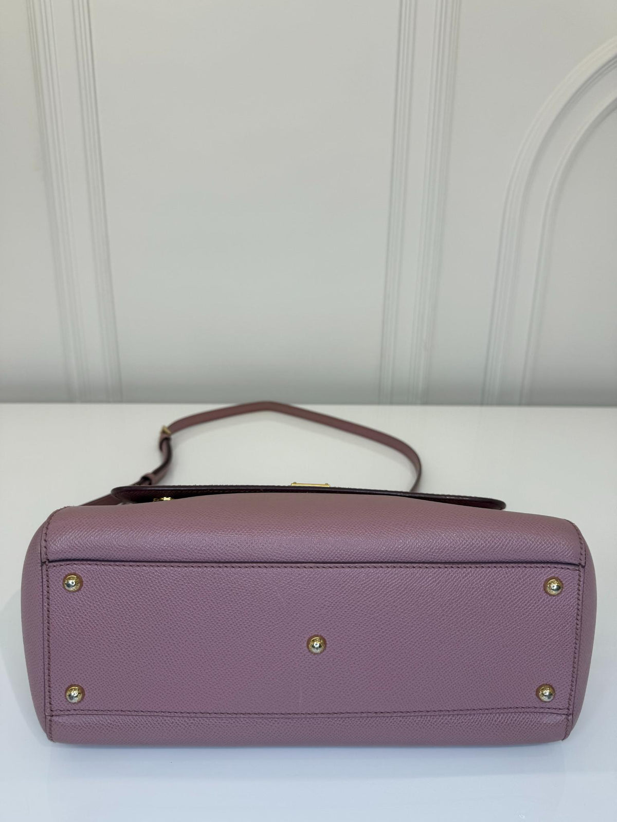 Dolce Gabbana Pink Dauphine Leather Old Large Miss Sicily Top Handle Bag