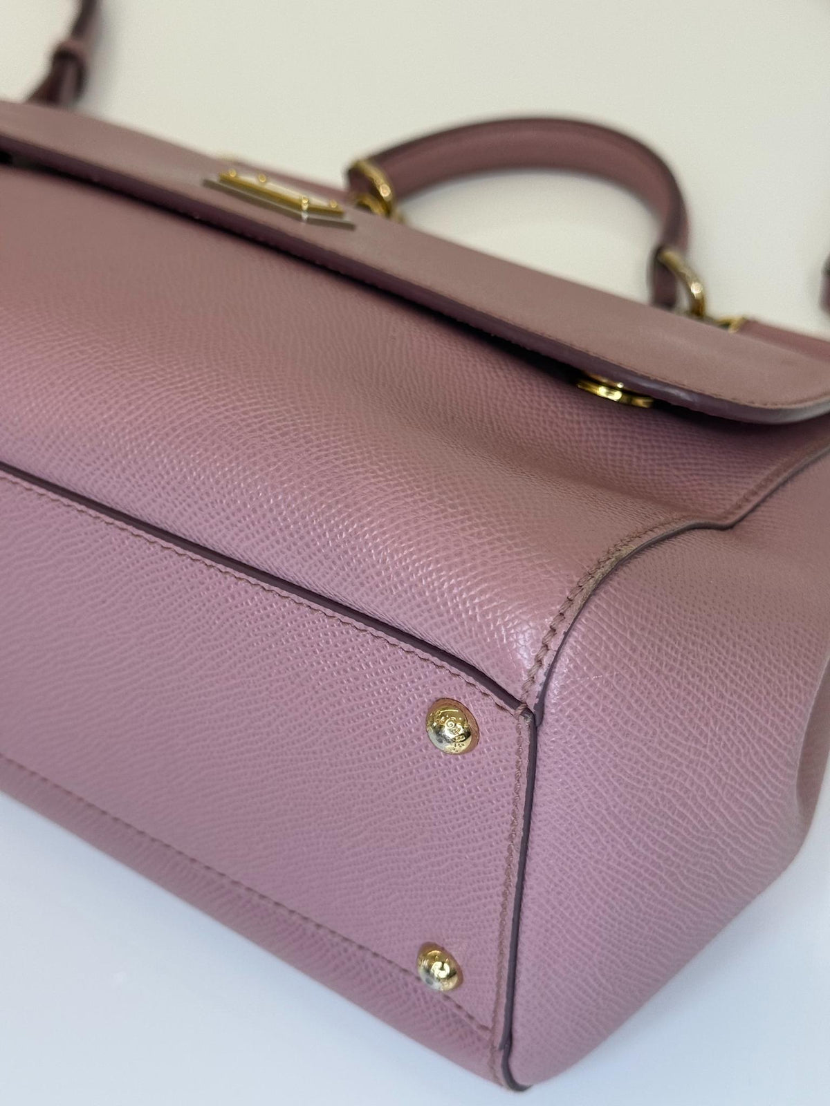 Dolce Gabbana Pink Dauphine Leather Old Large Miss Sicily Top Handle Bag