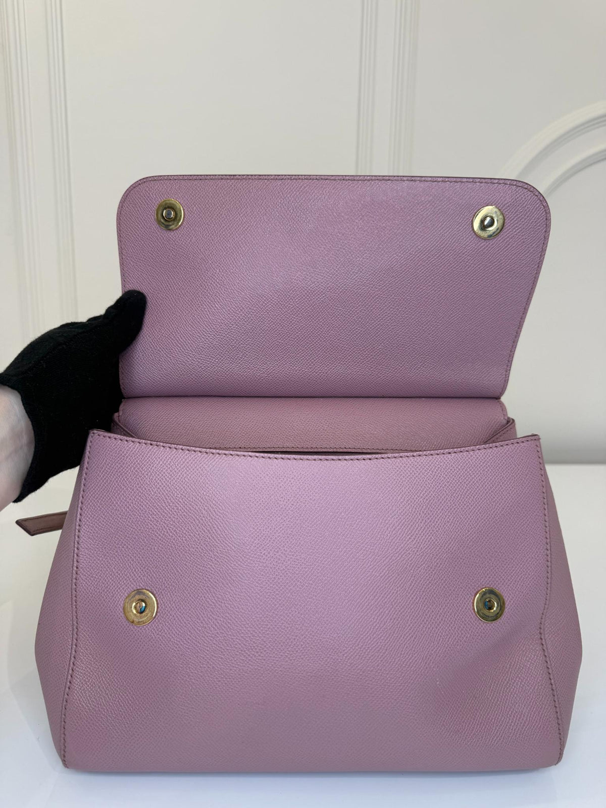 Dolce Gabbana Pink Dauphine Leather Old Large Miss Sicily Top Handle Bag