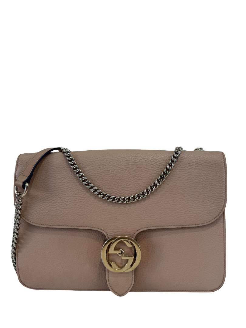 Gucci Dollar Calfskin Interlocking G Beige Leather Crossbody bag