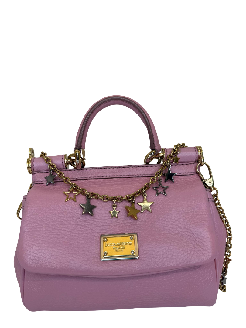 Dolce Gabbana Mini Miss Sicily Pink Calfskin with Star Chain