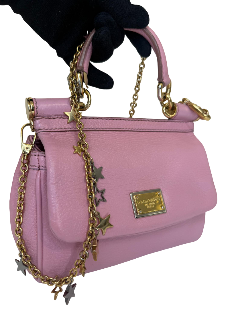 Dolce Gabbana Mini Miss Sicily Pink Calfskin with Star Chain