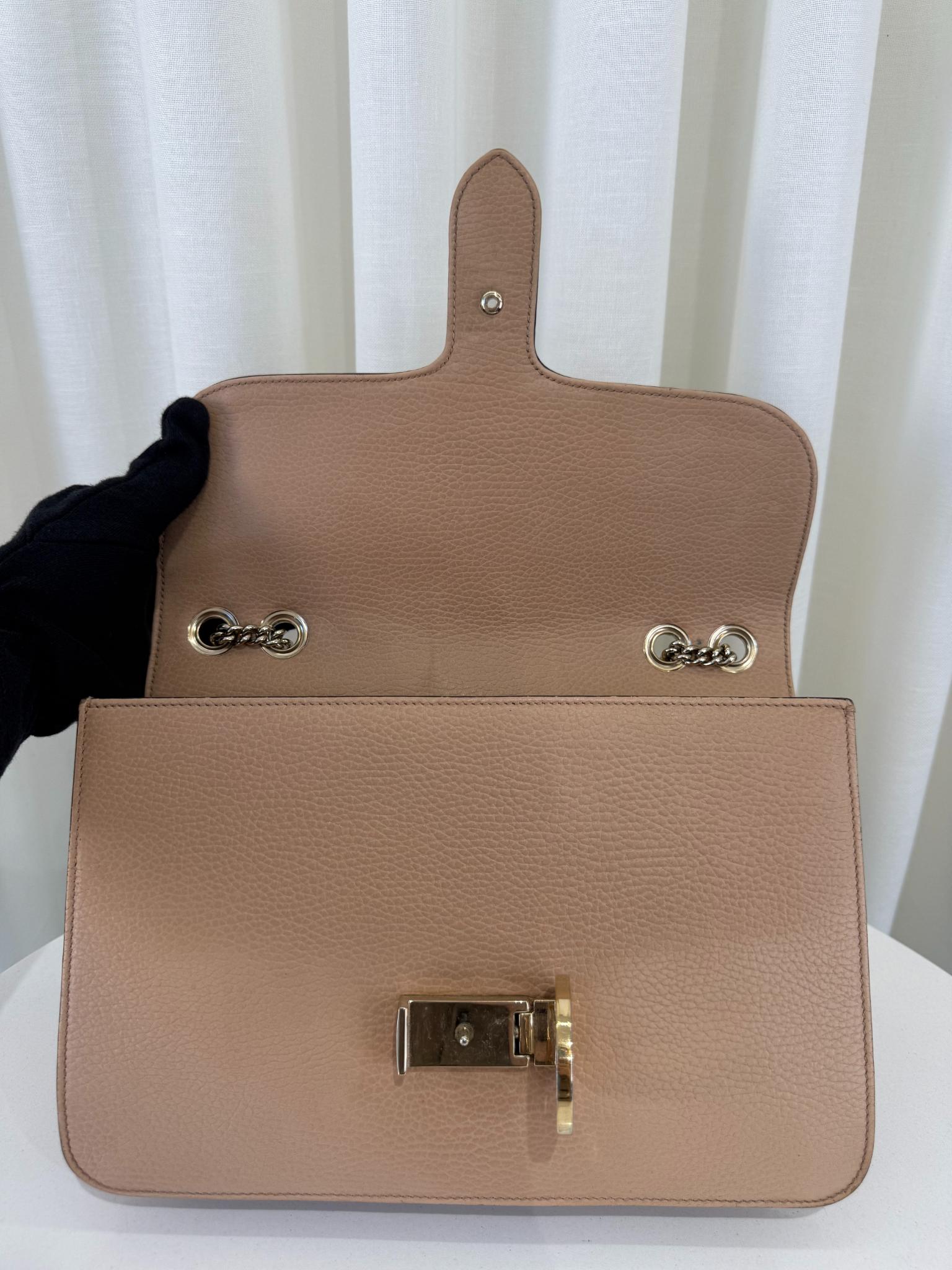 Gucci Dollar Calfskin Interlocking G Beige Leather Crossbody bag