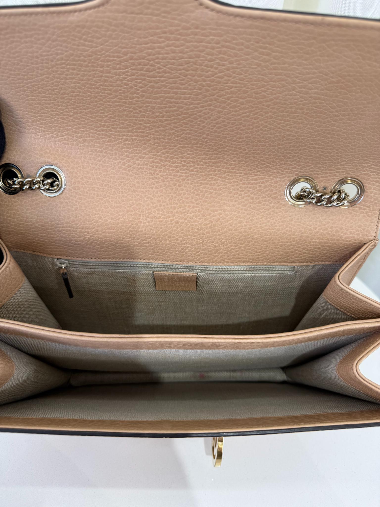 Gucci Dollar Calfskin Interlocking G Beige Leather Crossbody bag