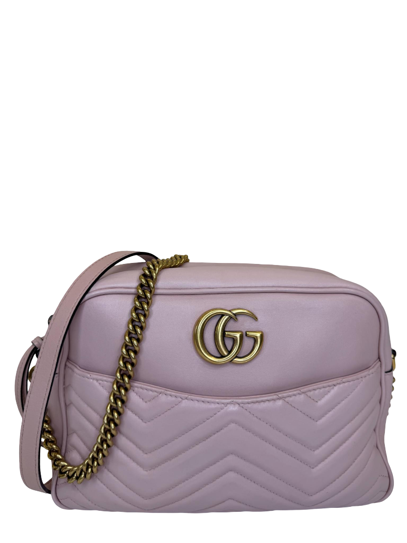 Gucci GG Marmont Pink Matelassé Leather Medium Camera Bag