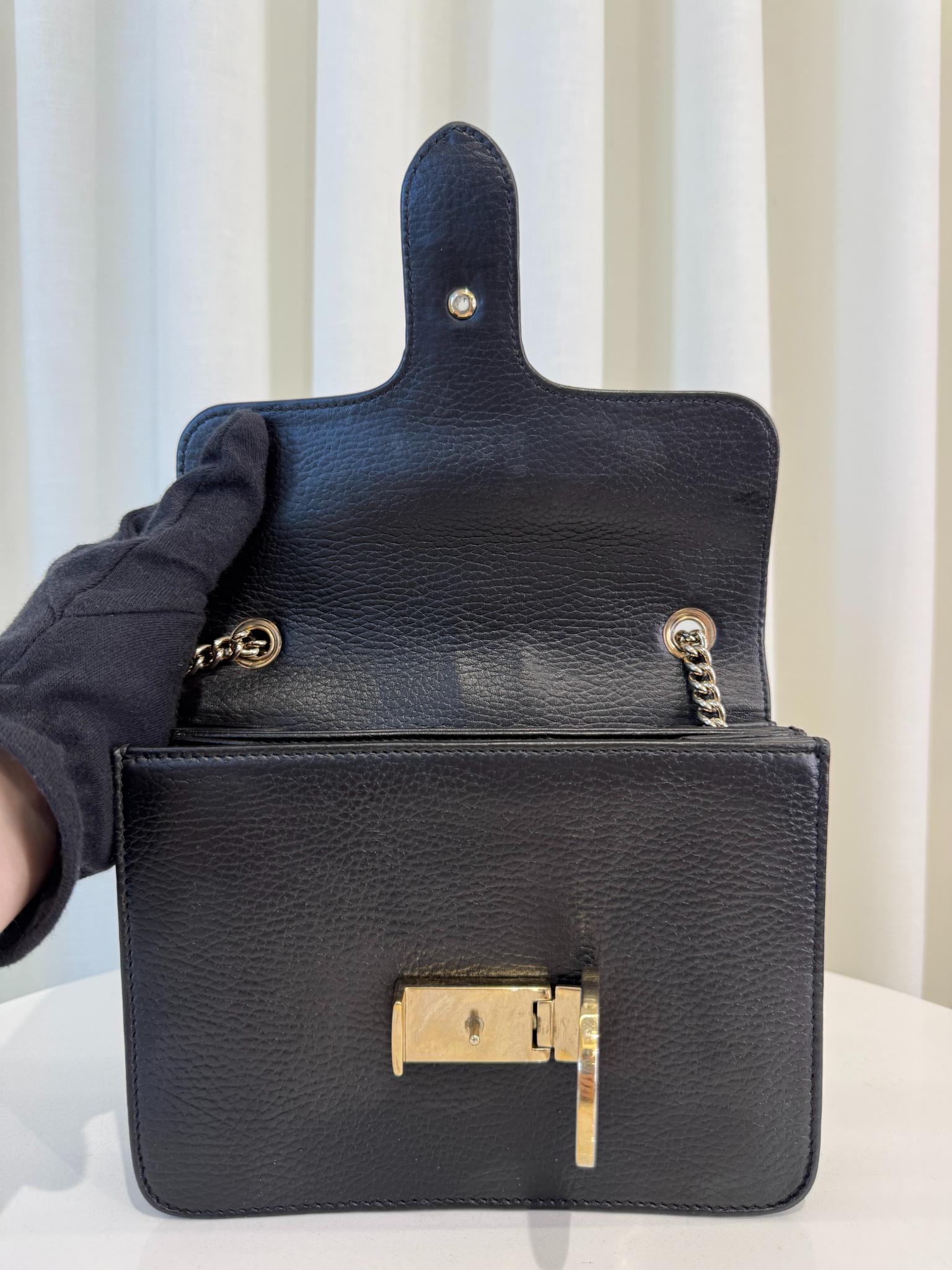 Gucci Small Dollar Calfskin Interlocking G Black Leather Crossbody bag