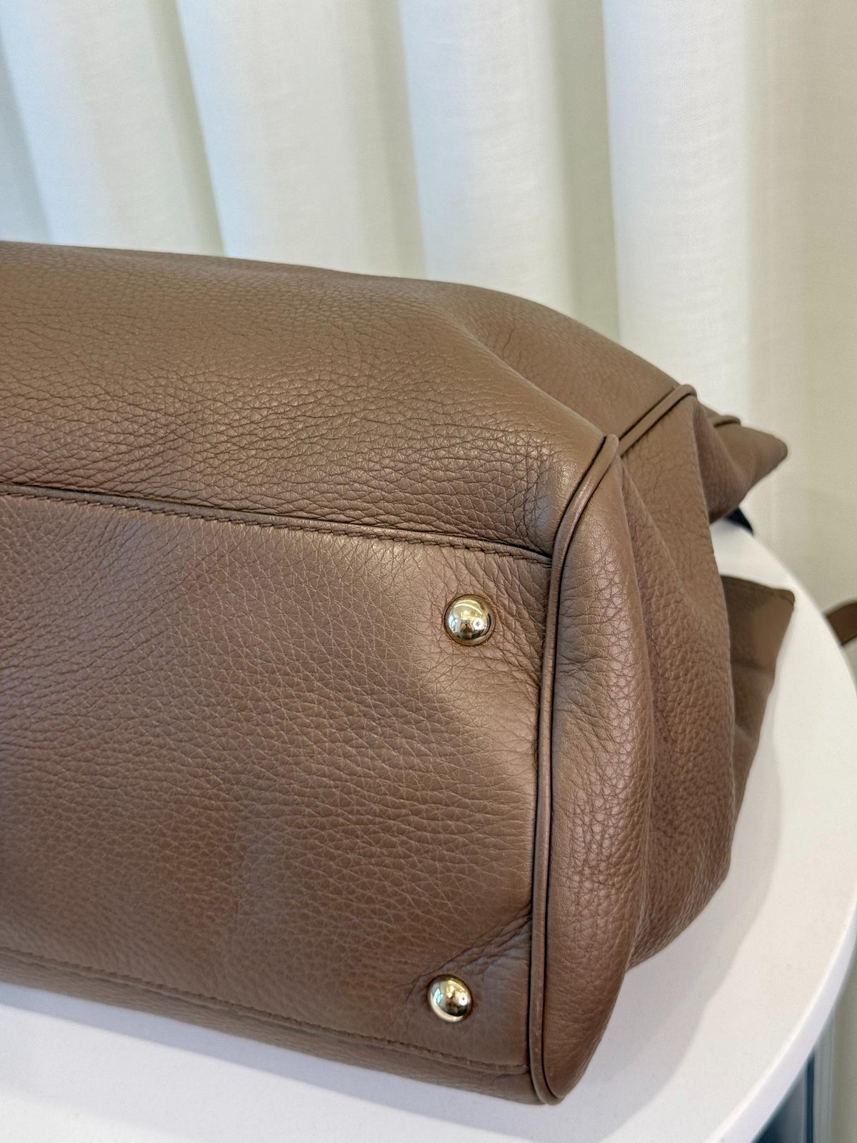 Gucci Brown Leather Large Bamboo Top Handle Shopper Tote