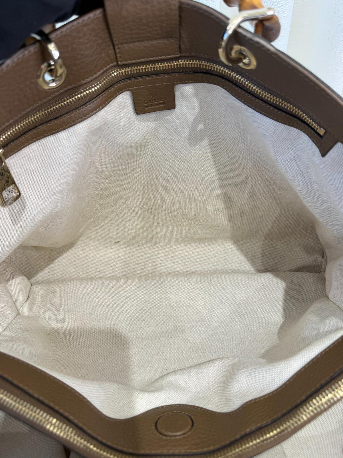 Gucci Brown Leather Large Bamboo Top Handle Shopper Tote