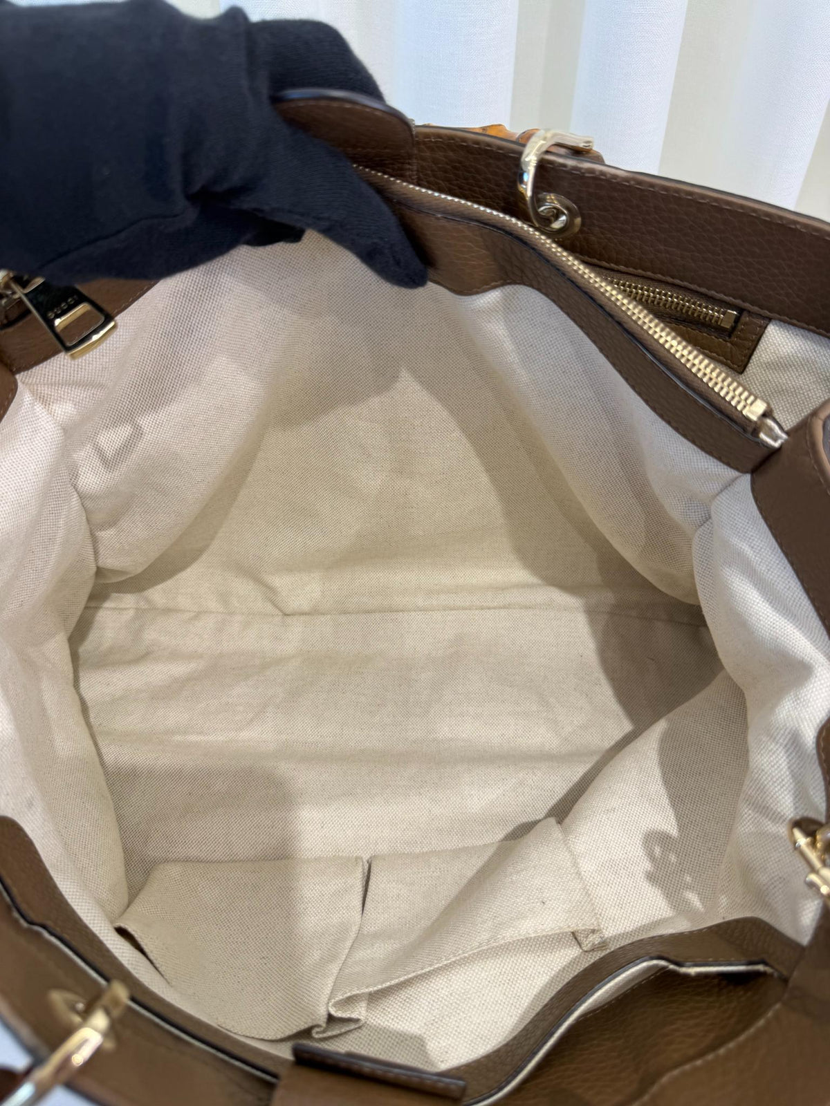 Gucci Brown Leather Large Bamboo Top Handle Shopper Tote