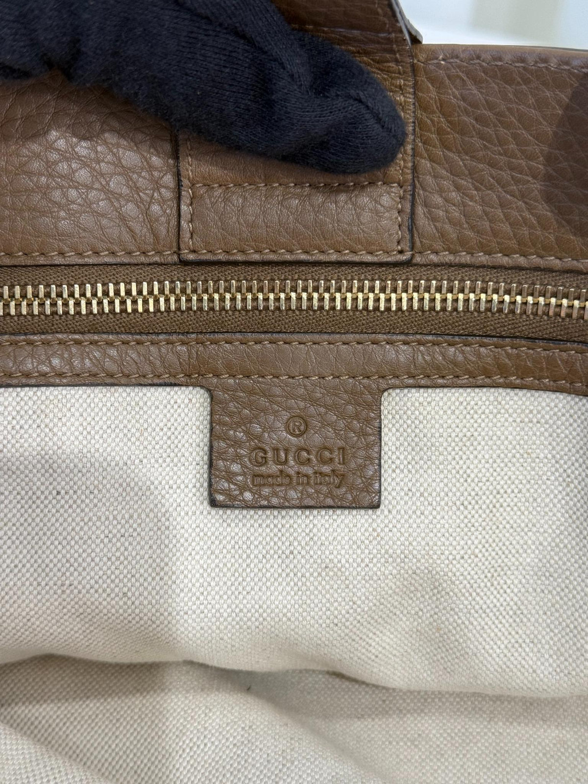 Gucci Brown Leather Large Bamboo Top Handle Shopper Tote