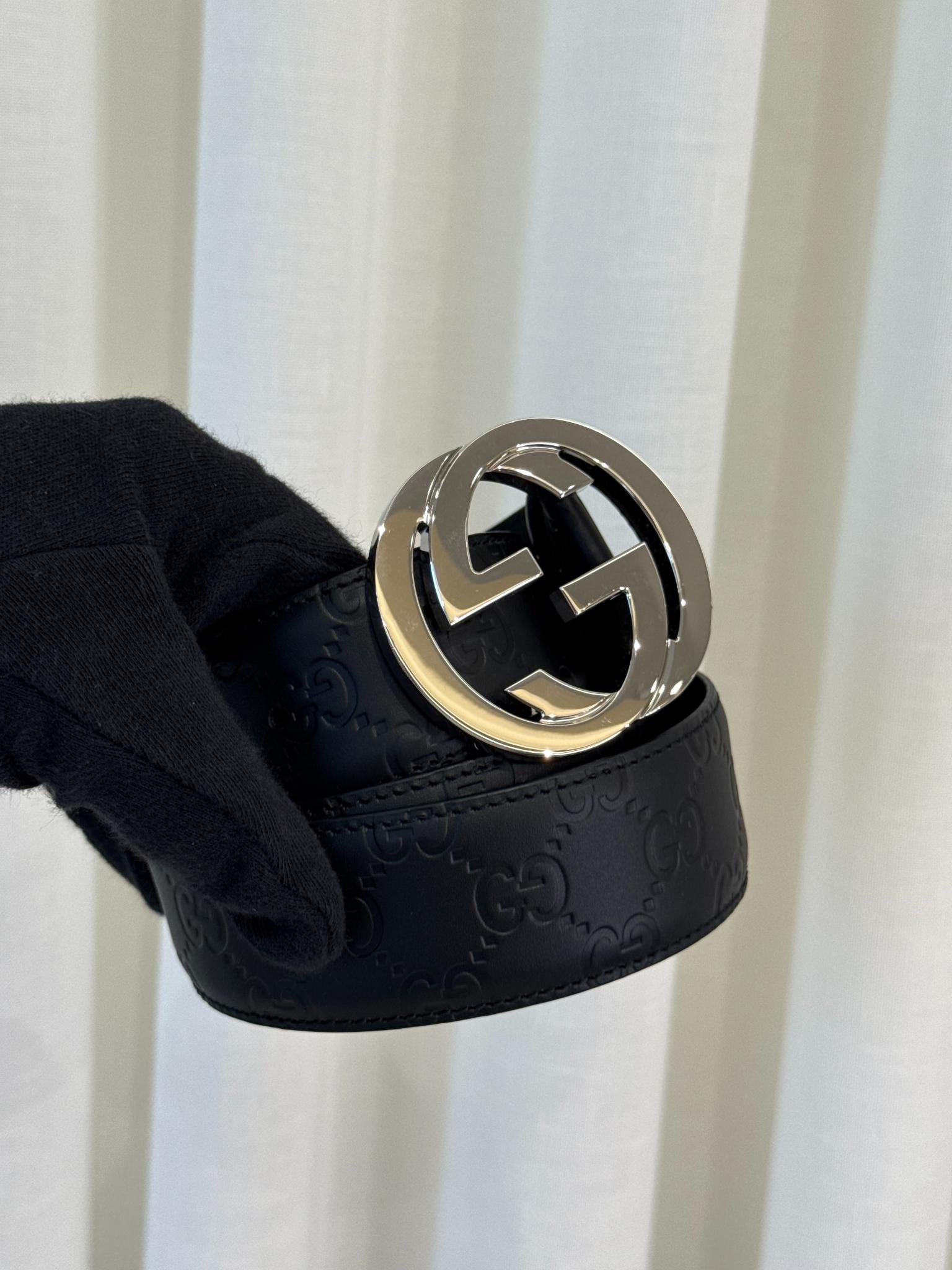 Gucci Interlocking G Belt Signature Guccissima Black Belt