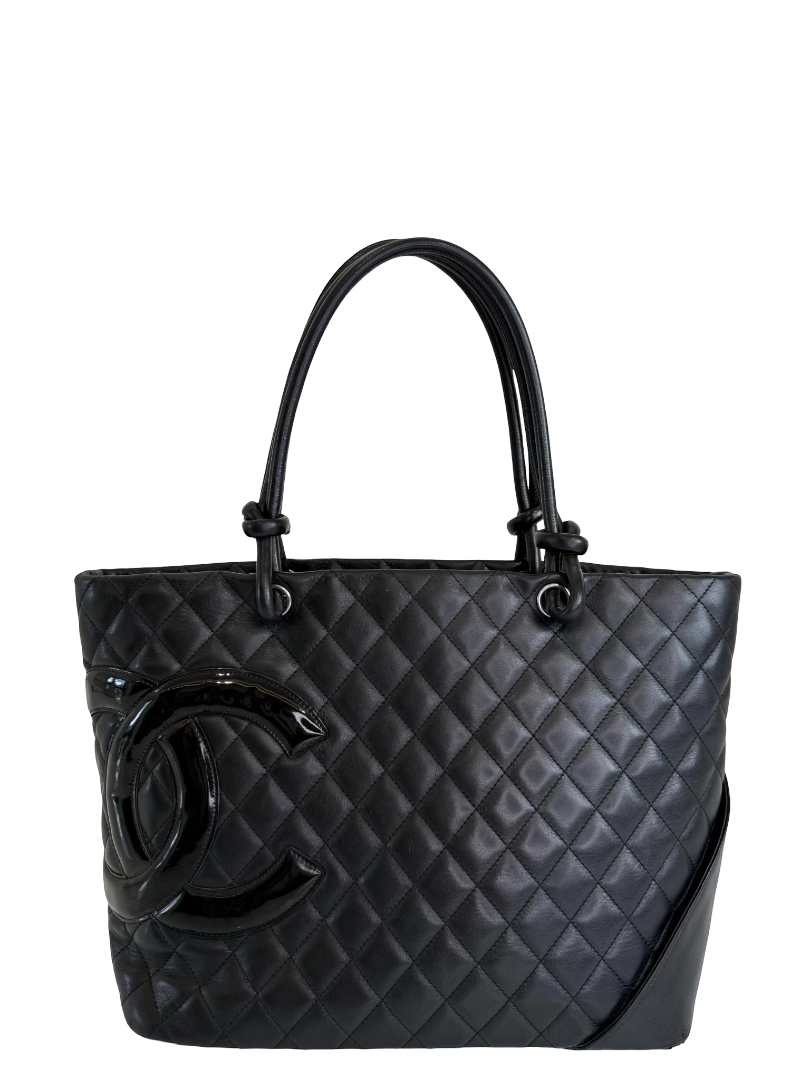 Chanel CC Black Quilted Lambskin Cambon Ligne Tote Bag