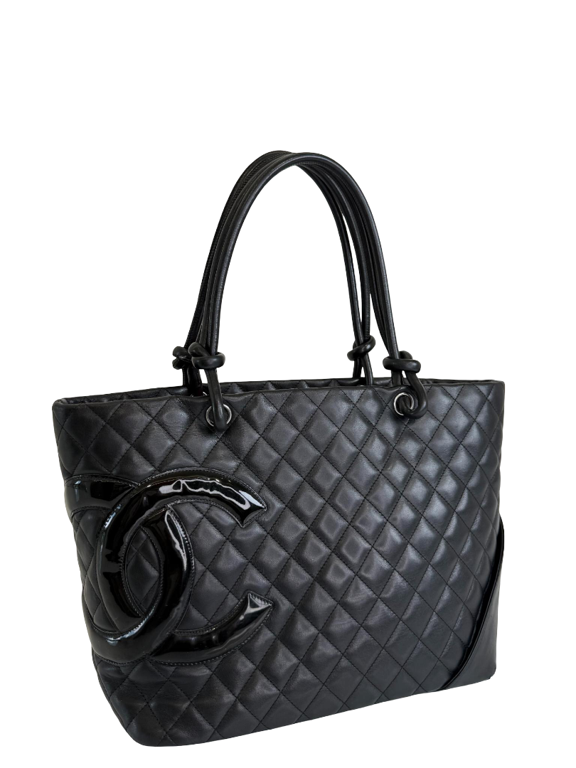 Chanel CC Black Quilted Lambskin Cambon Ligne Tote Bag