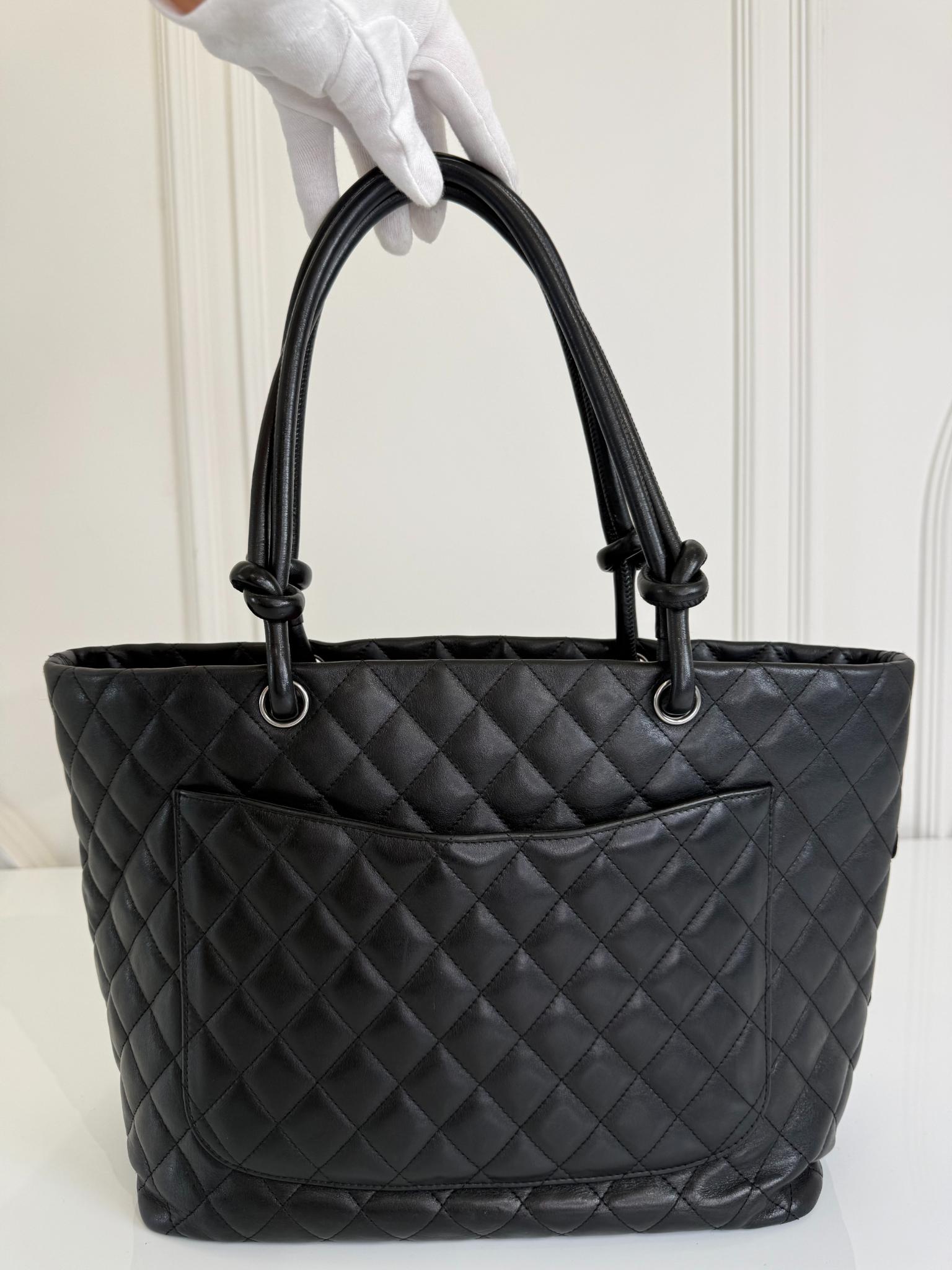 Chanel CC Black Quilted Lambskin Cambon Ligne Tote Bag