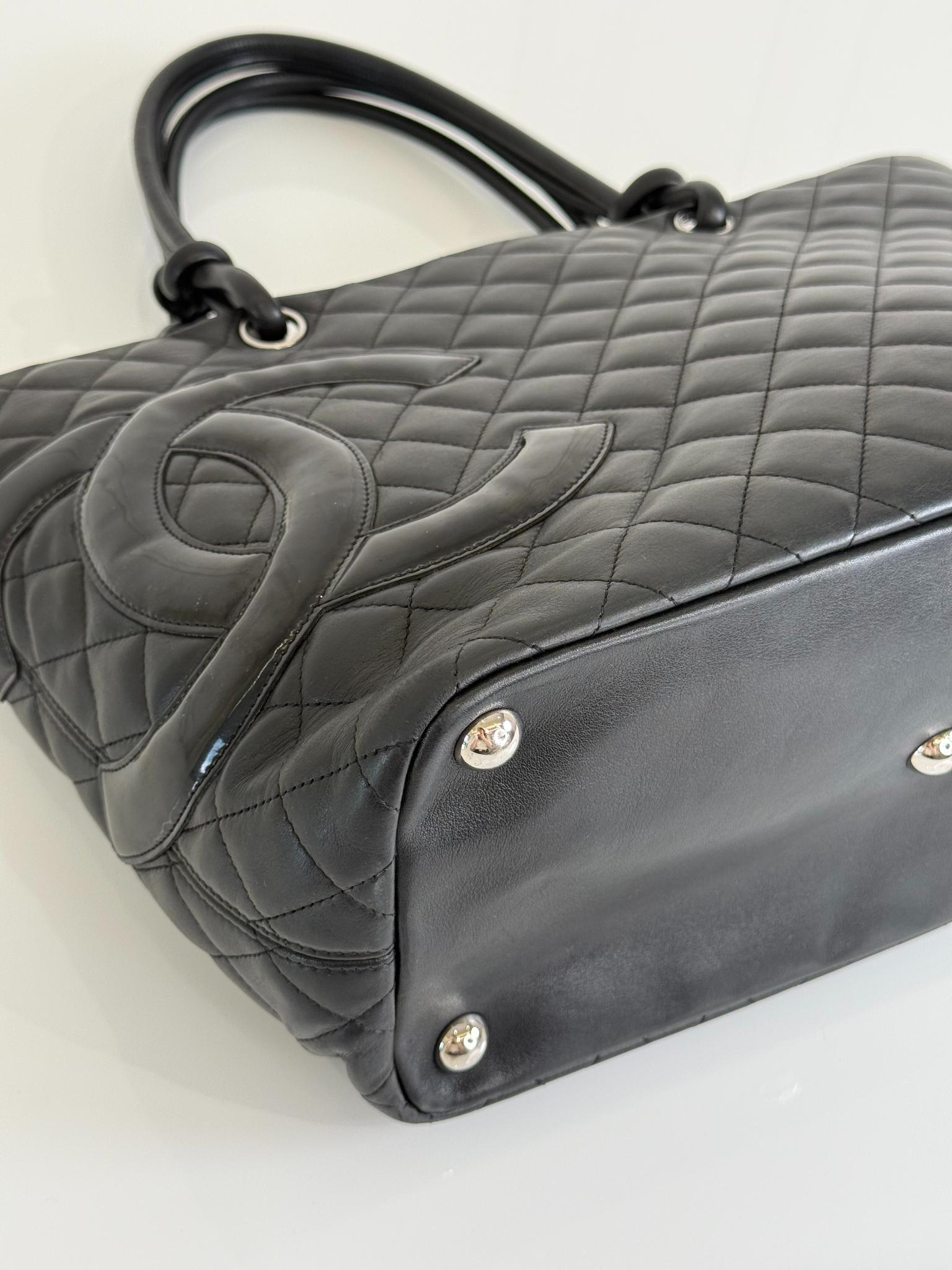 Chanel CC Black Quilted Lambskin Cambon Ligne Tote Bag