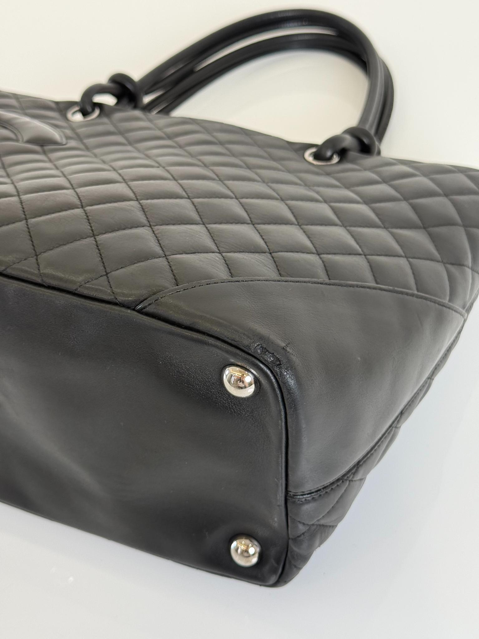 Chanel CC Black Quilted Lambskin Cambon Ligne Tote Bag