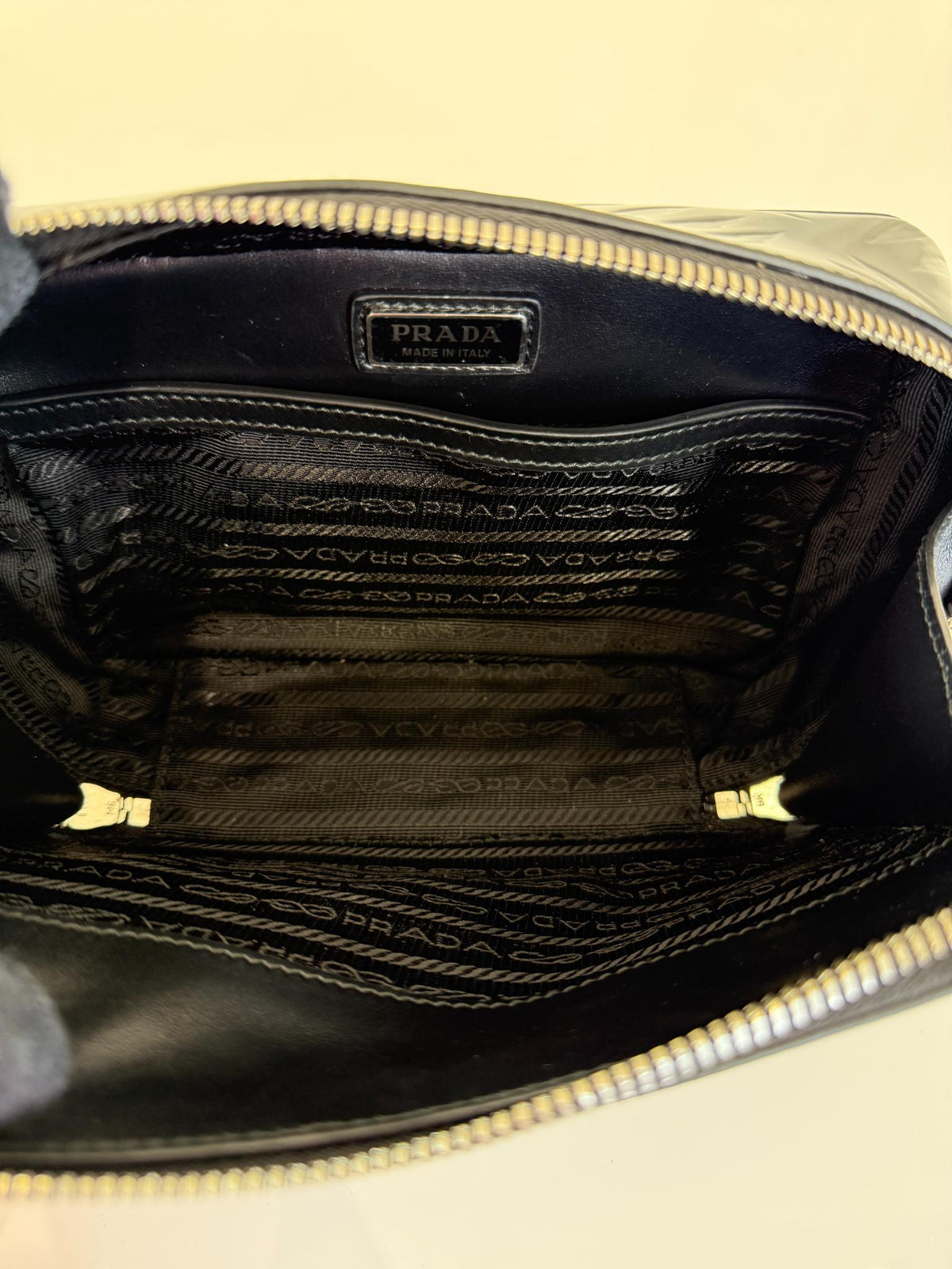 Prada Brique Brushed Leather Crossbody Bag Black