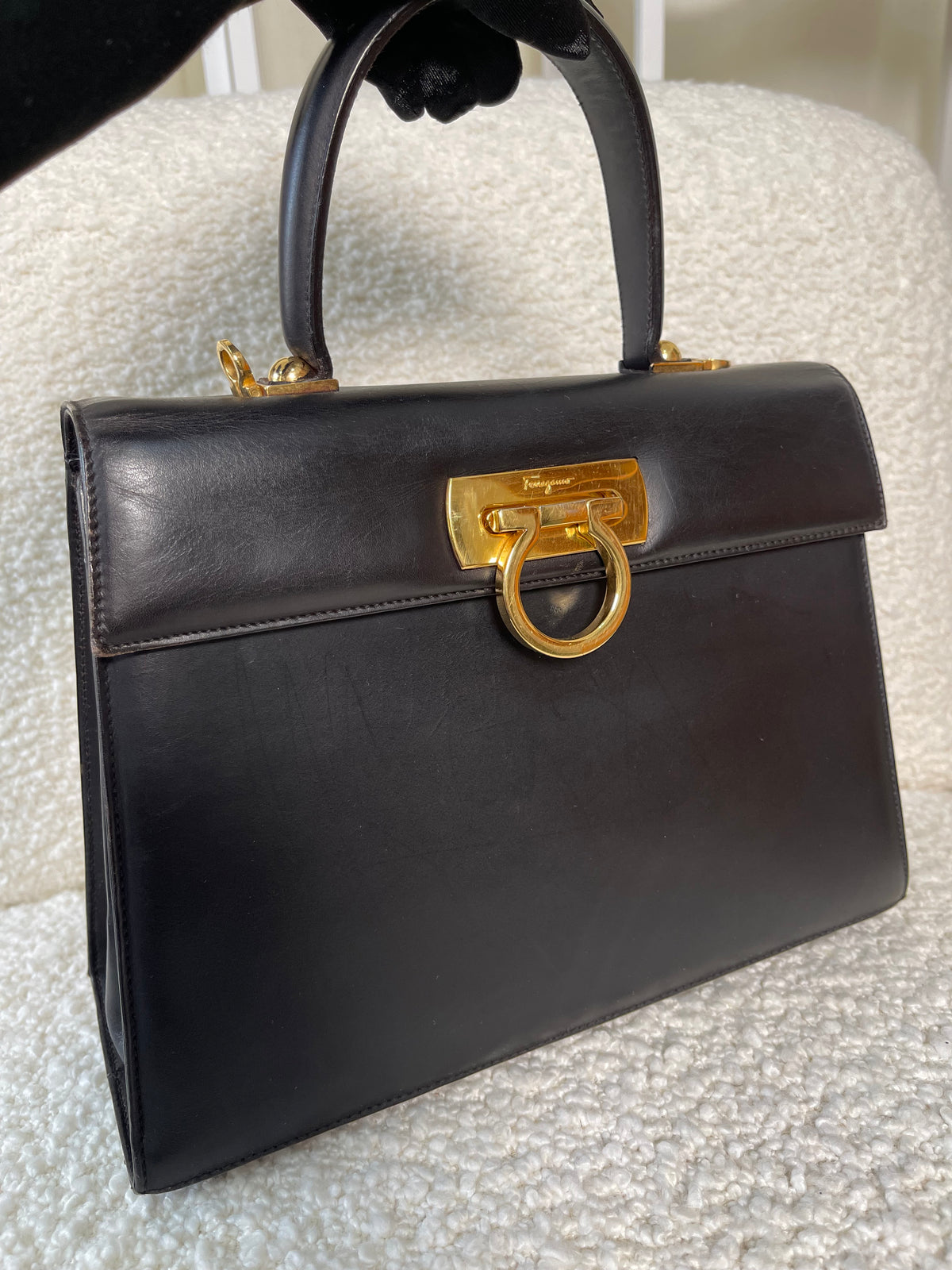 Salvatore Ferragamo Vintage Calfskin Gancini Top Handle