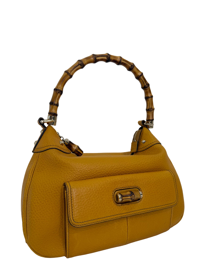 Gucci Vintage Bamboo Mustard Top Handle Bag