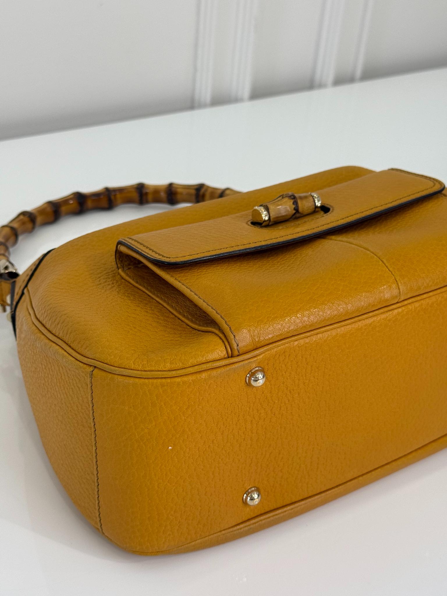 Gucci Vintage Bamboo Mustard Top Handle Bag
