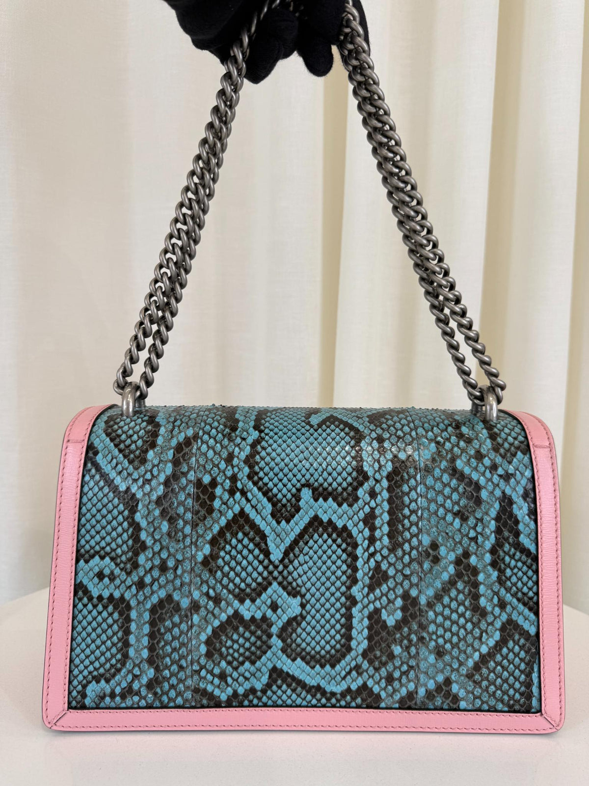 Gucci Limited Edition Pink/Blue Leather/Python Small Dionysus Shoulder Bag