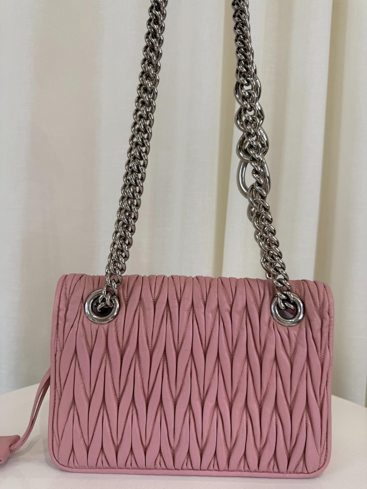 Miu Miu Pink Sheepskin Quilted Leather Shoulder Bag