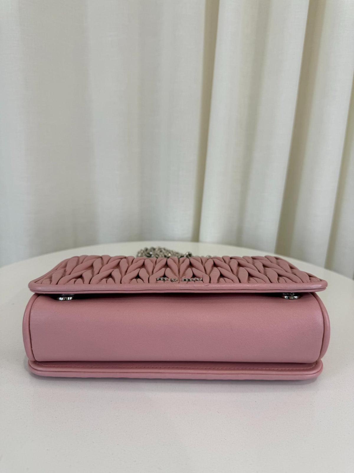 Miu Miu Pink Sheepskin Quilted Leather Shoulder Bag