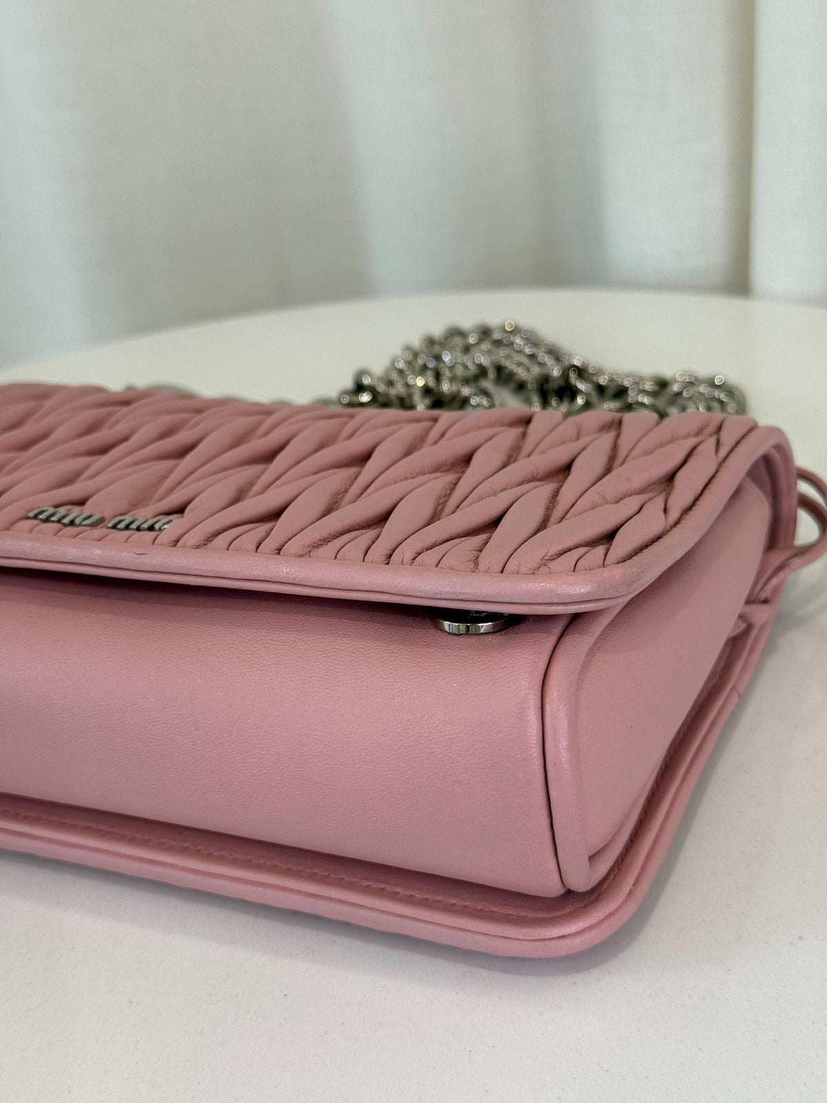 Miu Miu Pink Sheepskin Quilted Leather Shoulder Bag