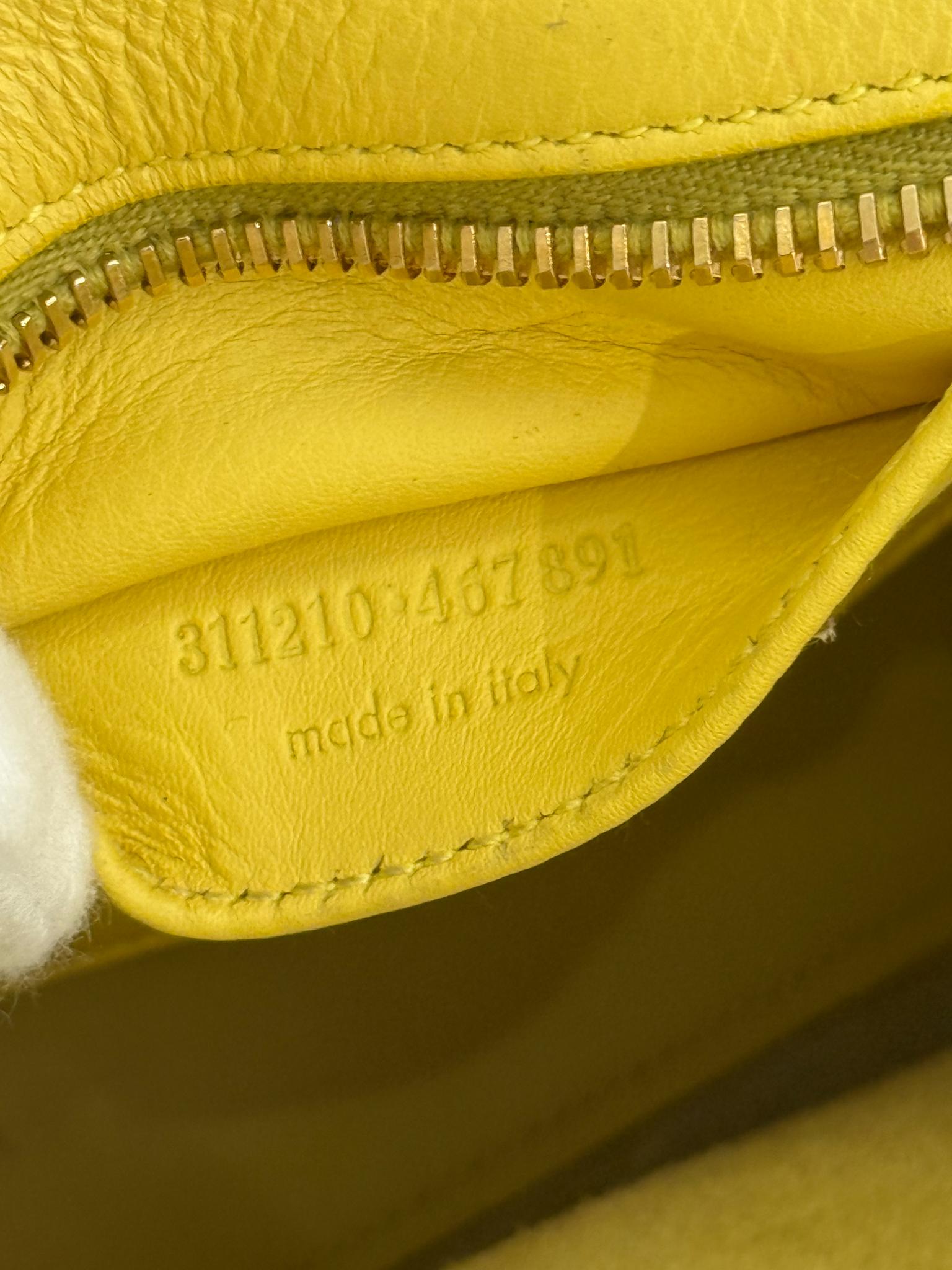 Saint Laurent Yellow Calfskin Leather Small Y-Line Cabas Top Handle Bag