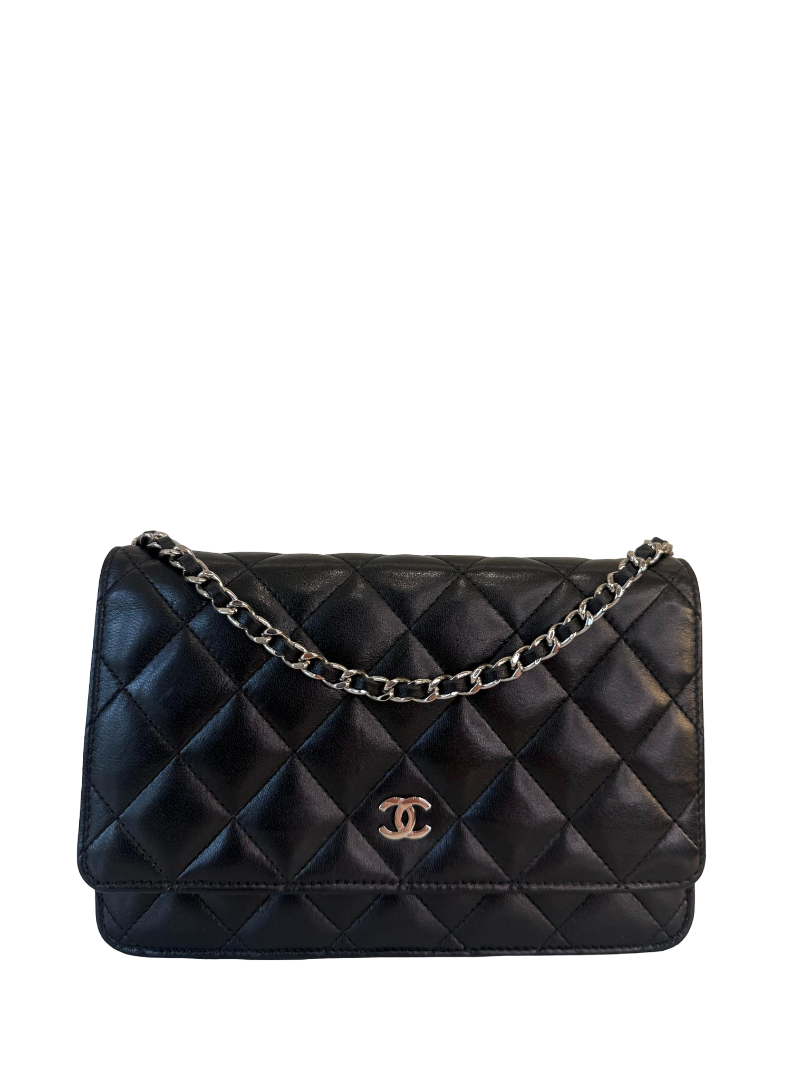 Chanel Black Lambskin Classic Wallet On Chain