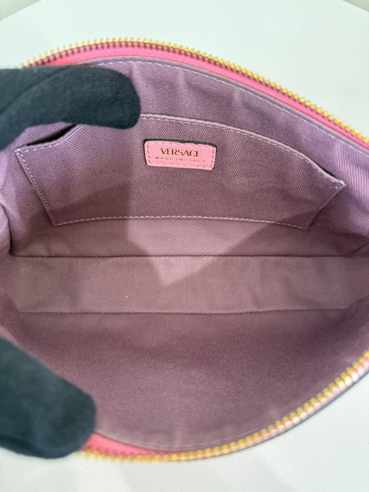 Versace La Medusa Pink Leather Small Pochette