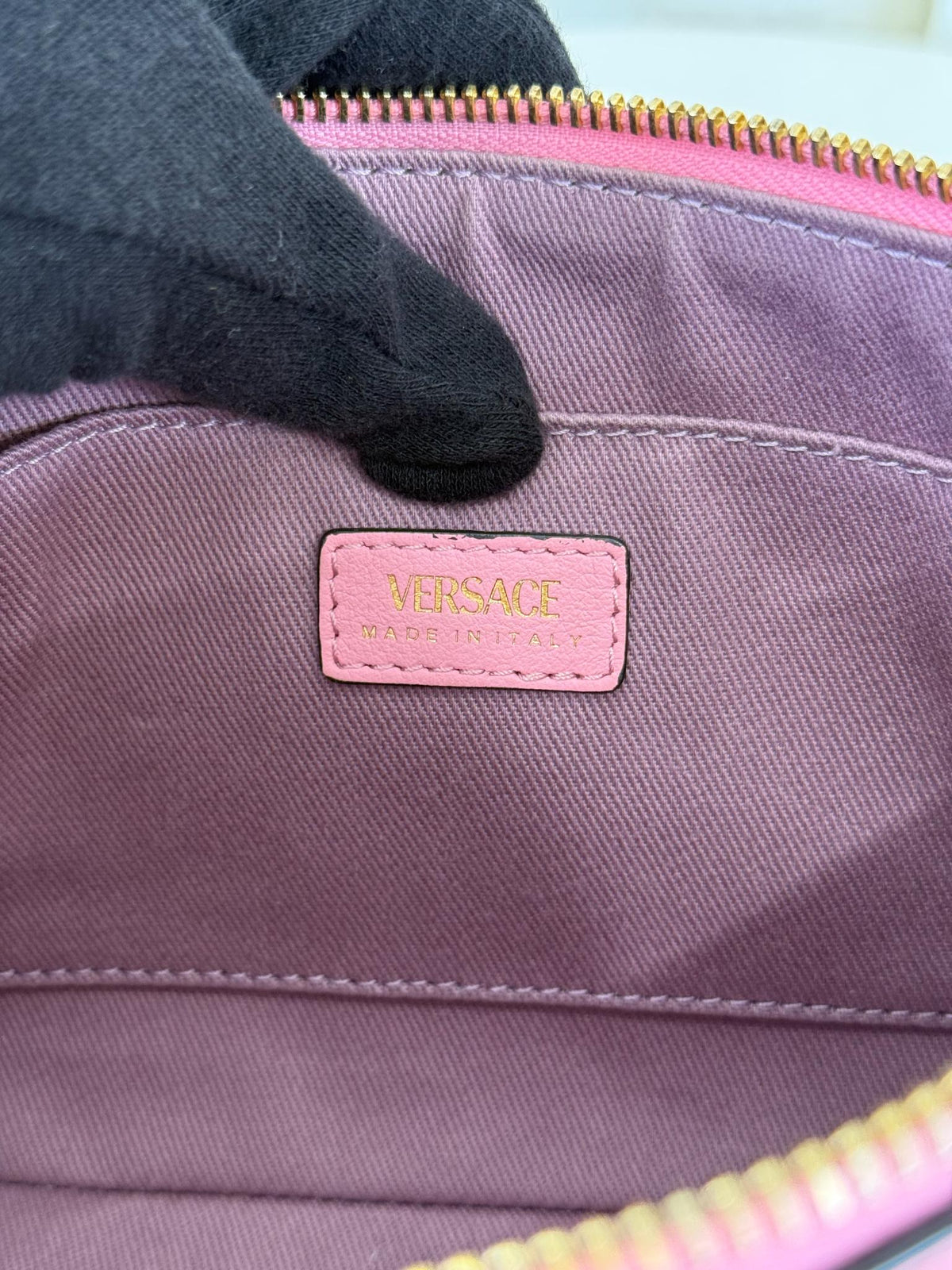 Versace La Medusa Pink Leather Small Pochette