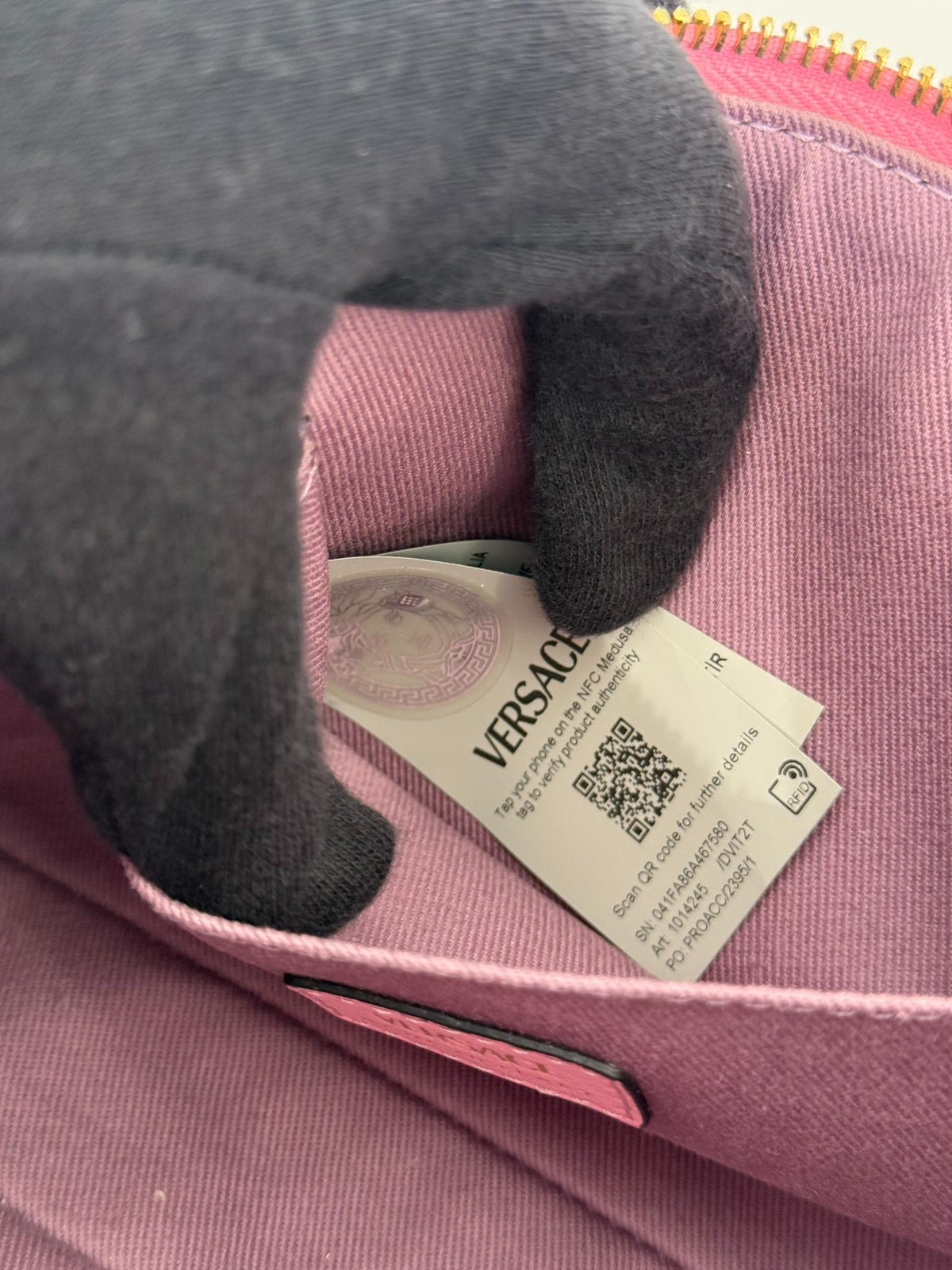 Versace La Medusa Pink Leather Small Pochette