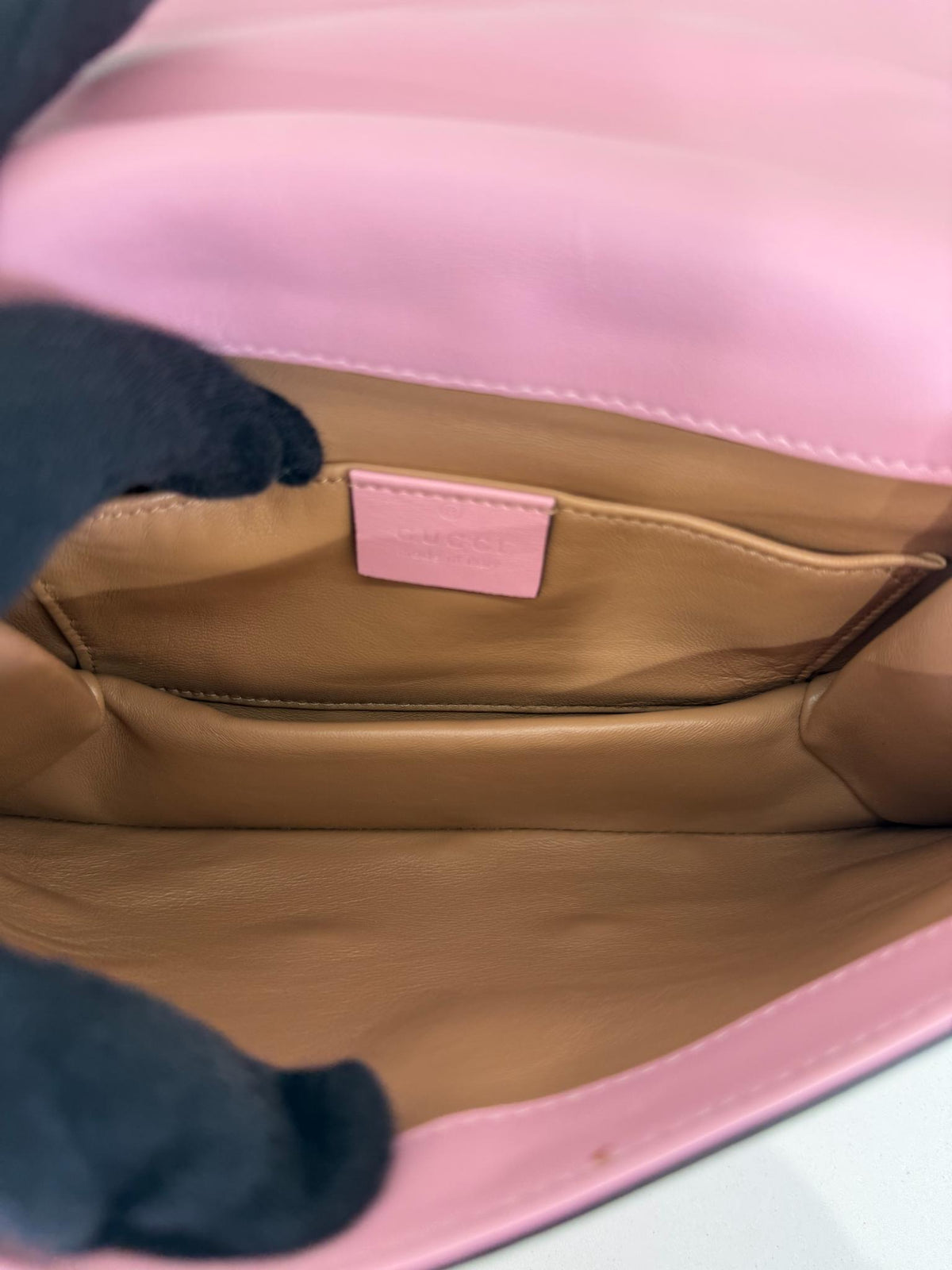 Gucci Pink Leather Pearl Studded Queen Margaret Broadway Shoulder Bag