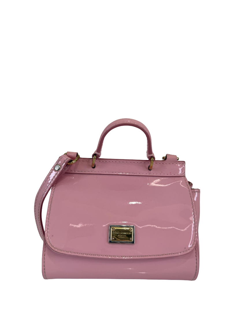 Dolce Gabbana Kids Pink Patent Leather Mini Sicily Bag