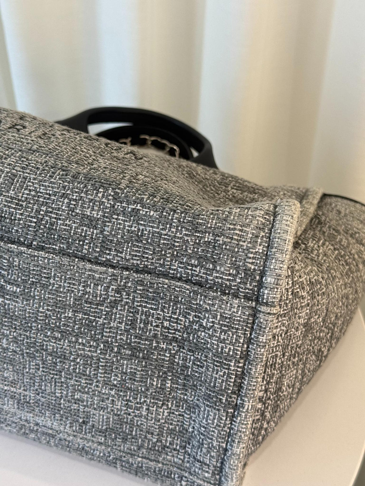 Chanel Black/Grey Tweed Medium Deauville Shopping Tote